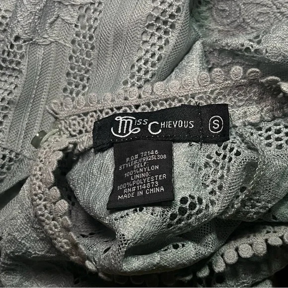 Miss Chievous Lace Lined Peplum Top Sage Green Size Small - Picture 5 of 8